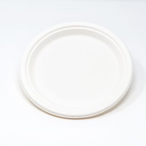 Piatto tondo in polpa di cellulosa bianca (bagassa) - 22 cm di diametro