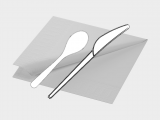 Kit posate bianche in CPLA coltello, cucchiaino e tovagliolo – 700 pezzi