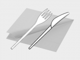Kit posate bianche in CPLA coltello, forchetta e tovagliolo – 700 pezzi